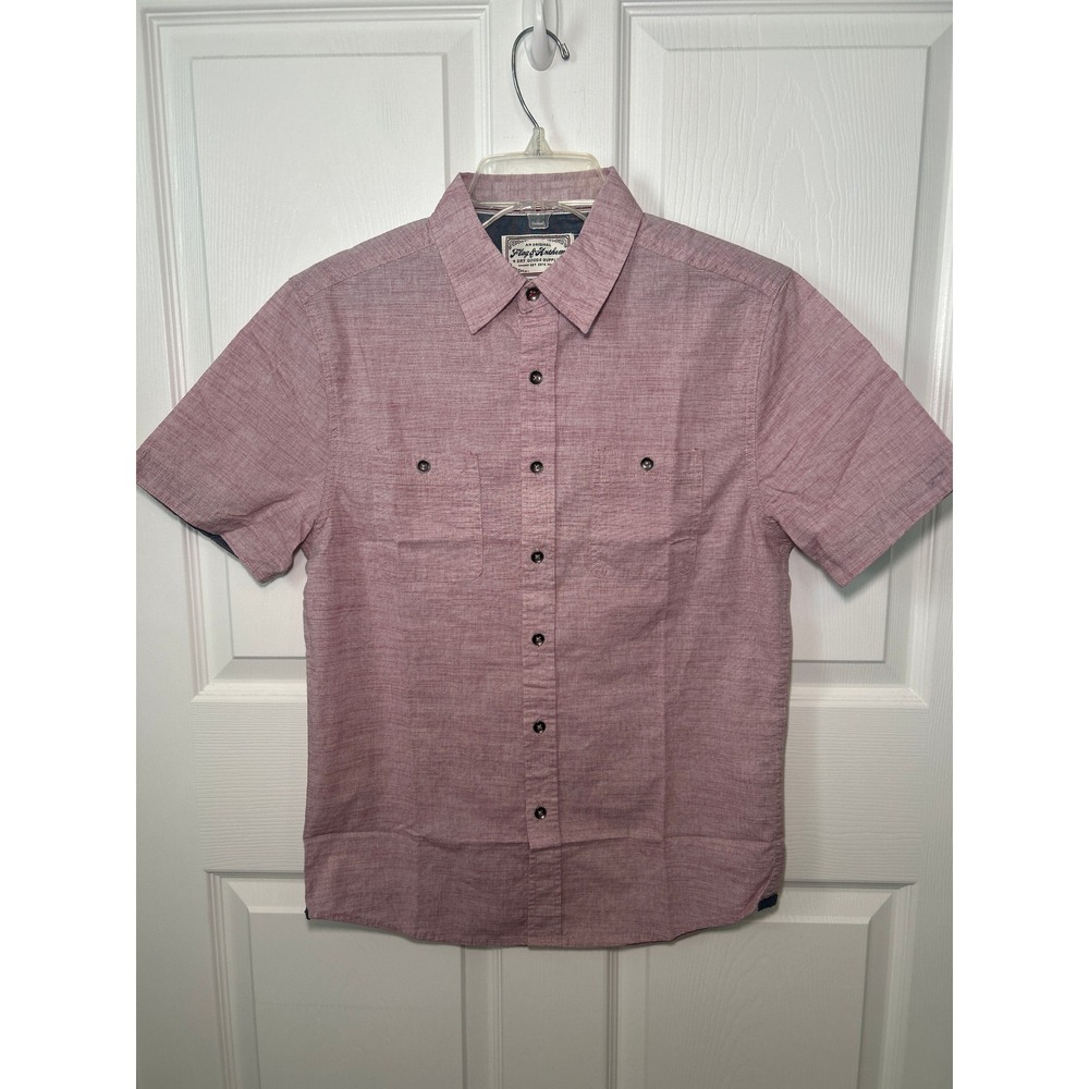 NWT Flag & Anthem Button Down Short Sleeve Shirt Mauve Small